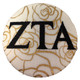 Zeta Tau Alpha ZTA Sorority Gold Rose Button with Black Writing