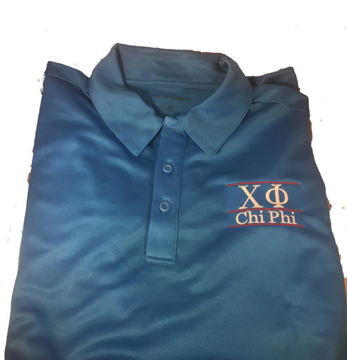 Chi Phi Fraternity Dri-Fit Polo-Blue 