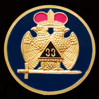 Mason Masonic 33rd Degree Auto Emblem- Wings Down 