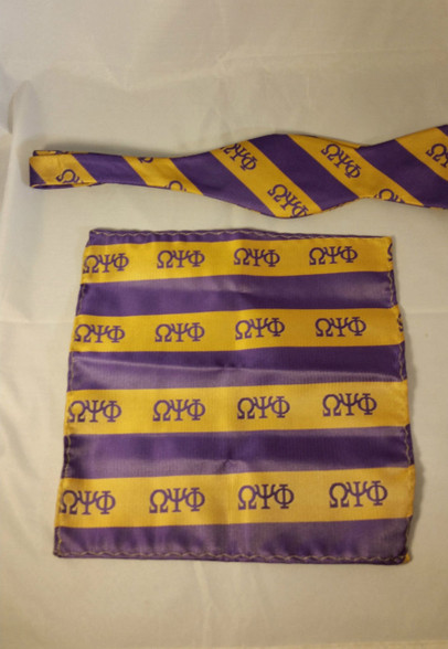 Omega Psi Phi Fraternity Bow Tie and Pocket Square Set
