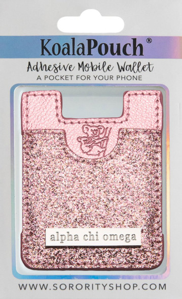 Alpha Chi Omega Koala Pouch- Pink Glitter