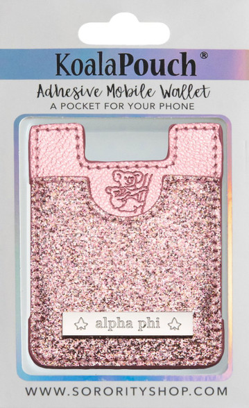 Alpha Phi Sorority Koala Pouch- Pink Glitter