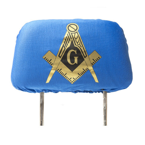 Mason Masonic Headrest Cover- Blue- Set of 2