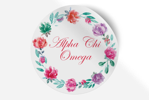 Alpha Chi Omega Sorority Bumper Sticker-Floral 