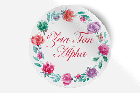 Zeta Tau Alpha ZTA Sorority Bumper Sticker-Floral 