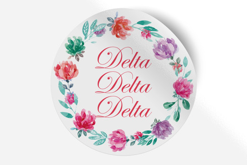 Delta Delta Delta Tri-Delta Sorority Bumper Sticker-Floral  