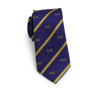 Sigma Alpha Epsilon SAE Fraternity Skinny Necktie- Three Greek Letters
