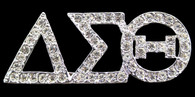 Delta Sigma Theta Sorority Crystal Pin-Silver