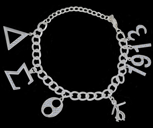 Delta Sigma Theta Sorority Charm Bracelet with Austrian Crystals