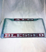 Delta Sigma Theta Sorority Blessed License Plate Frame- Crimson/Silver