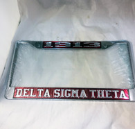 Delta Sigma Theta Sorority Founding Year License Plate Frame- Crimson/Silver