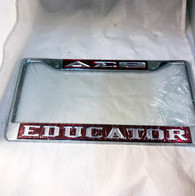 Delta Sigma Theta Sorority Educator License Plate Frame- Crimson/Silver
