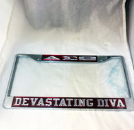 Delta Sigma Theta Sorority Devastating Diva License Plate Frame- Crimson/Silver