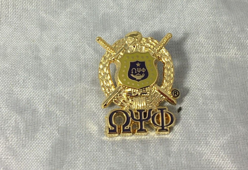 Omega Psi Phi Fraternity Crest with 3 Greek Letter Lapel Pin
