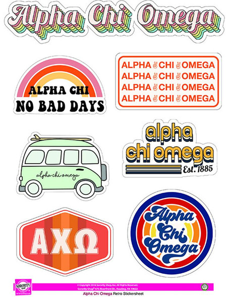 Alpha Chi Omega Sorority Stickers- Retro 