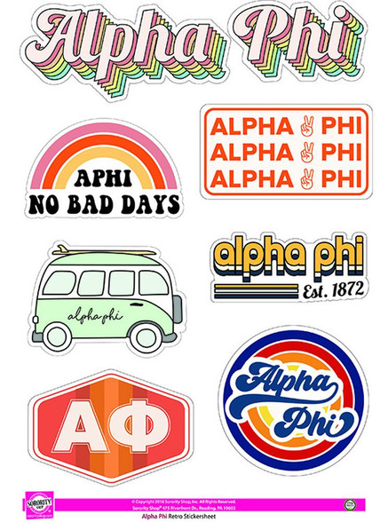 Alpha Phi Sorority Stickers- Retro 