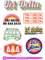 Delta Delta Delta Tri-Delta Sorority Stickers- Retro 
