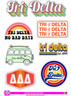 Delta Delta Delta Tri-Delta Sorority Stickers- Retro 
