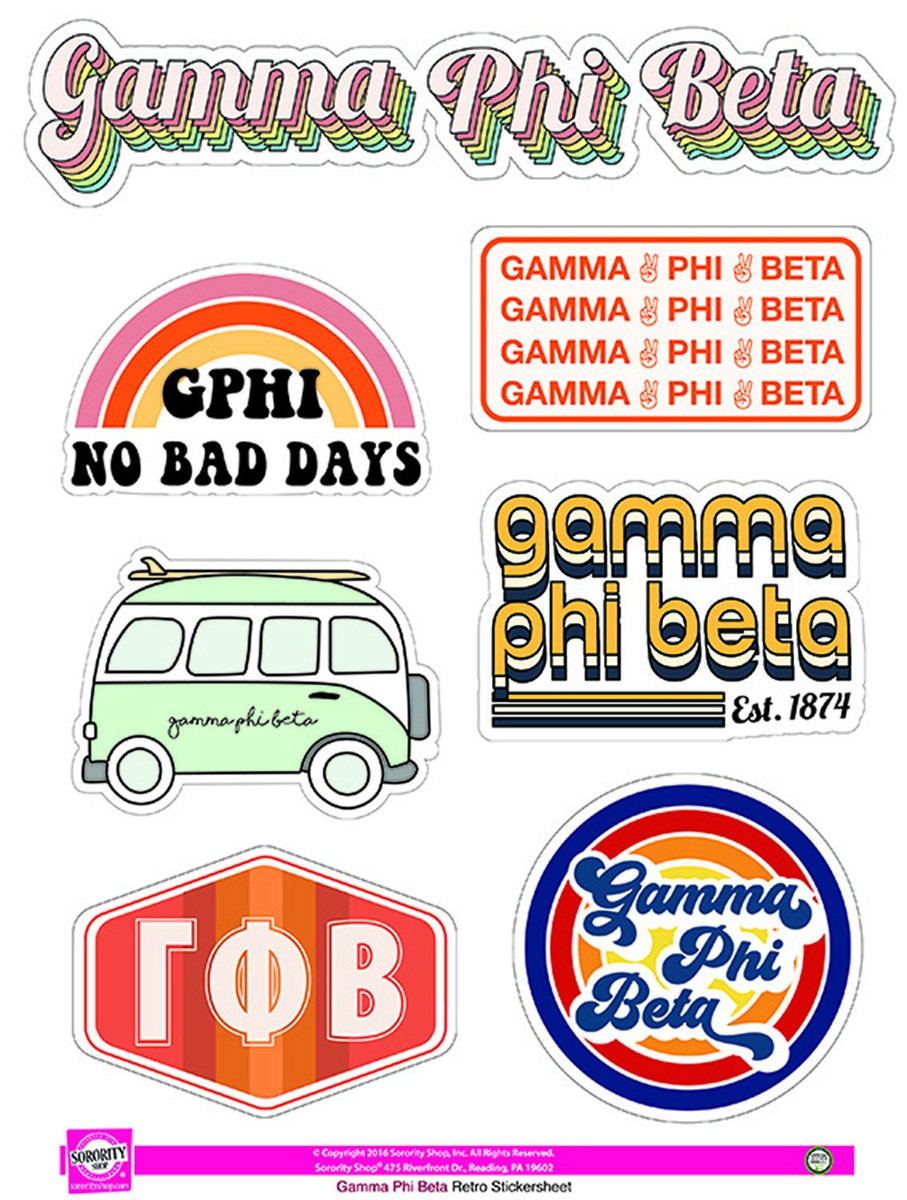 Gamma Phi Beta Sorority Pink Floral Sticker Sheet Decal Laptop 