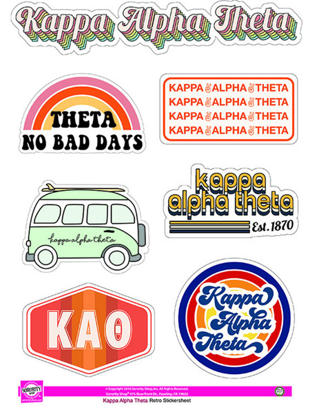 Kappa Alpha Theta Sorority Stickers- Retro 