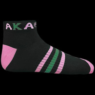 Alpha Kappa Alpha Sorority Multi-Color Ankle Socks- Black