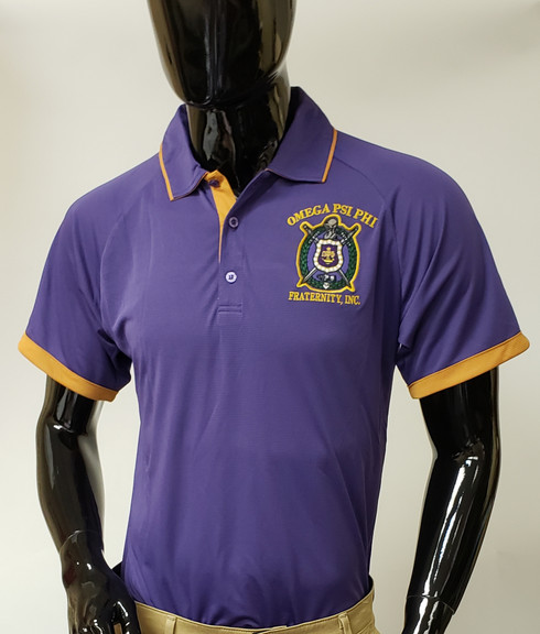 Omega Psi Phi Fraternity Dri-Fit Polo- Purple