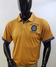 Omega Psi Phi Fraternity Dri-Fit Polo- Old Gold