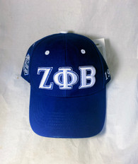 Zeta Phi Beta Sorority Three Greek Letter Baseball Hat- Blue