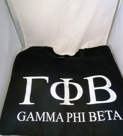Gamma Phi Beta Sorority Crewneck Sweatshirt- Black