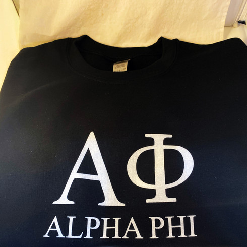 Alpha Phi Sorority Crewneck Sweatshirt- Black