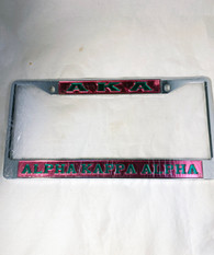 Alpha Kappa Alpha Three Greek Letter License Plate Frame- Style 2- Pink/Green