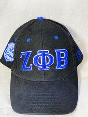 Zeta Phi Beta Sorority Three Greek Letter Baseball Hat- Black