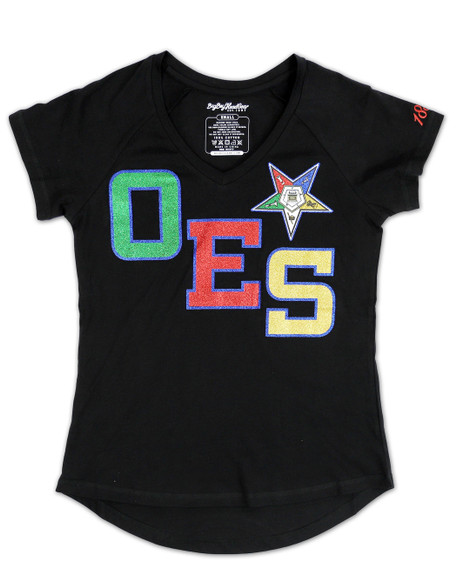 Order of the Eastern Star OES V-Neck Shirt-Black - Brothers and Sisters ...
