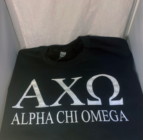 Alpha Chi Omega Sorority Crewneck Sweatshirt- Black