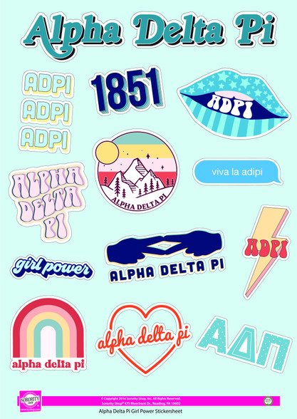 Alpha Delta Pi ADPI Sorority Stickers- Girl Power