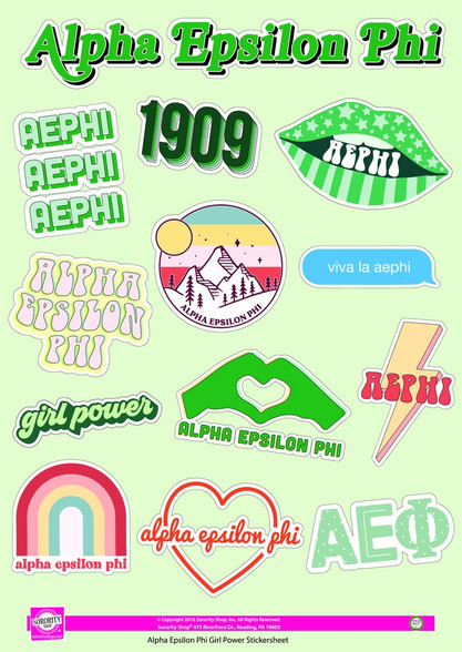 Alpha Epsilon Phi AEPHI Sorority Stickers- Girl Power