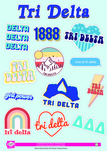 Delta Delta Delta Tri-Delta Sorority Stickers- Girl Power