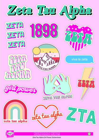 Zeta Tau Alpha ZTA Sorority Stickers- Girl Power