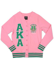 Alpha Kappa Alpha AKA Sorority Lightweight Cardigan- Pink/Green