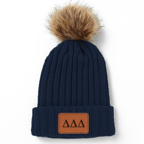 Delta Delta Delta Tri-Delta Sorority Pom Beanie 