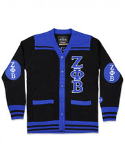 Zeta Phi Beta Sorority Button Down Sweater-Black/Blue
