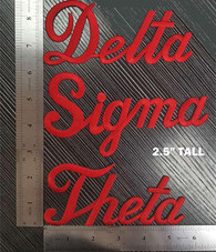 Delta Sigma Theta Sorority English Spelling Iron Ons- Script- Red