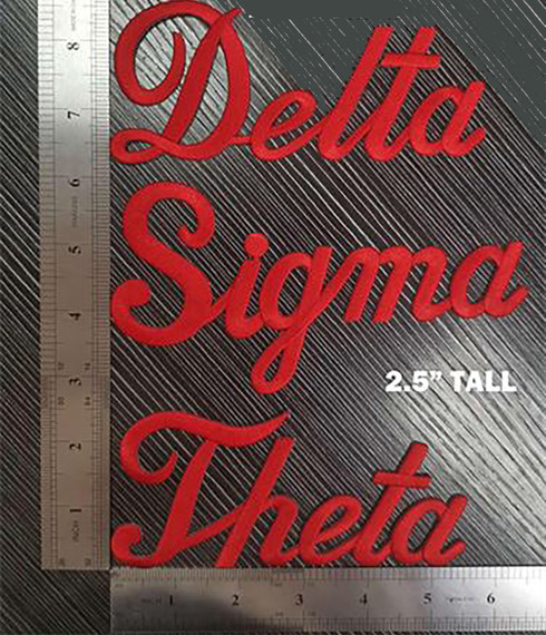 Delta Sigma Theta Sorority English Spelling Iron Ons- Script- Red