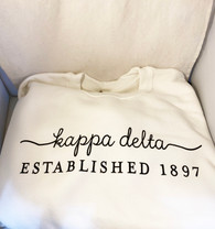 Kappa Delta Sorority Crewneck Sweatshirt- White- Script 