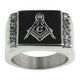 Mason Masonic Stainless Steel Ring with Small CZ Multi-Stones