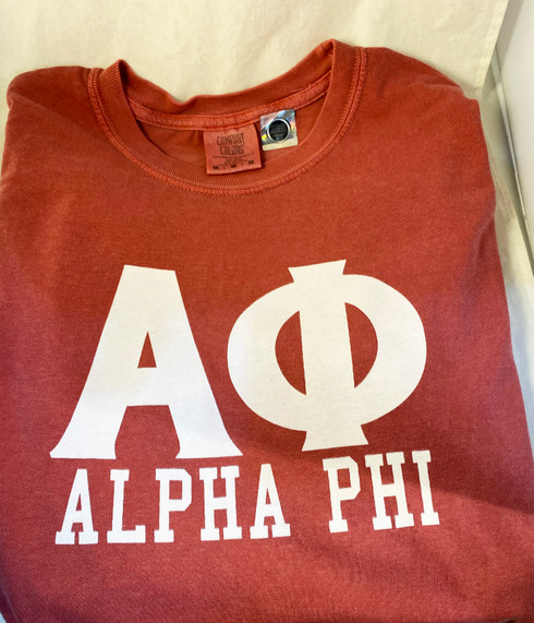 Alpha Phi Short Sleeve Shirt-Crimson  
