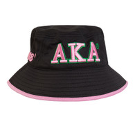 Alpha Kappa Alpha Sorority Bucket Hat-Black/Pink- Style 2
