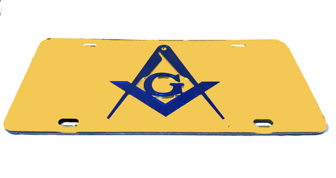 Mason Gold License Plate with Blue Symbol