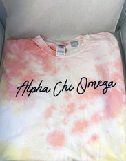 Alpha Chi Omega Sorority Tie-Dye Shirt- Script 