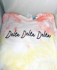 Delta Delta Delta Tri-Delta Sorority Tie-Dye Shirt- Script 